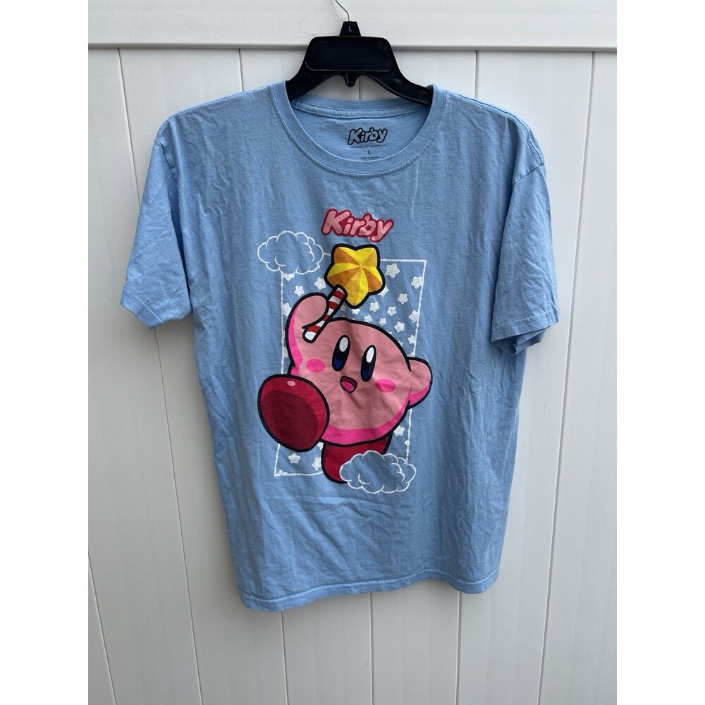 Kirby Adult Graphic Print T-Shirt Large Short Sleeve Blue Nintendo